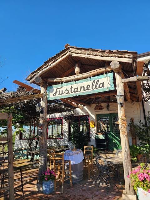 The entrance sign of Fustanella Farm